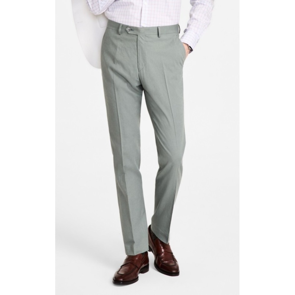 $125 Tommy Hilfiger‎ Modern-Fit Linen Dress Pants Men's 42 x 32 Solid Green Flat